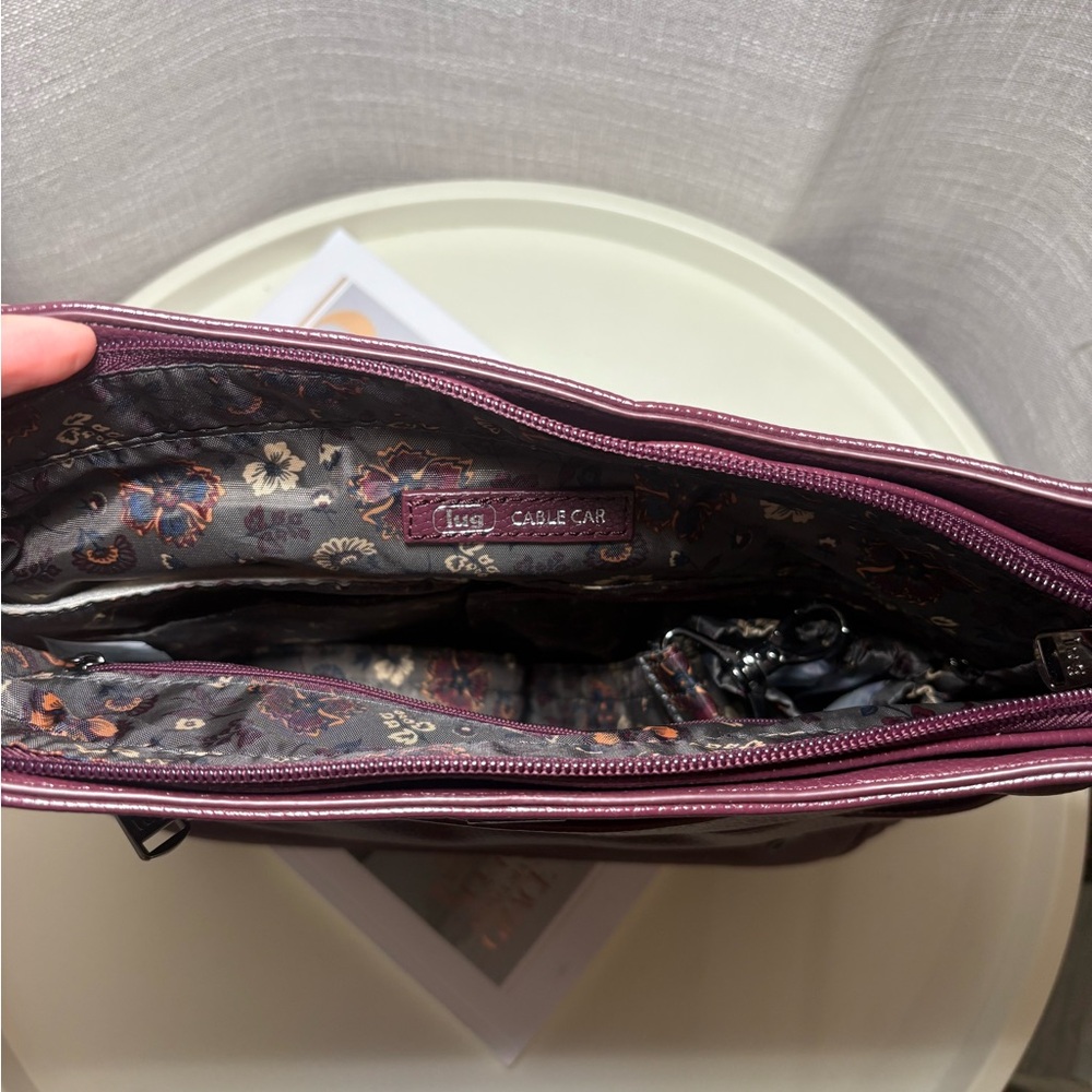 Lug Purple Shoulder Bag with Zipper & Braided Accents Matte Finish Women's Large - Picture 9 of 16
